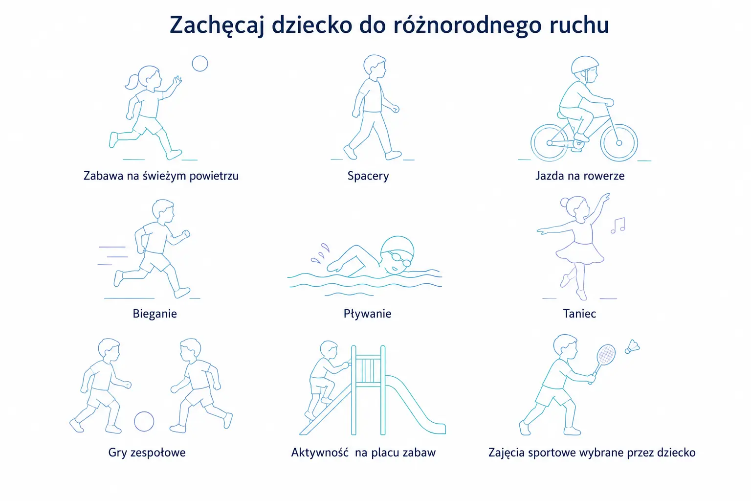Zachęcaj dziecko do różnego ruchu - ilustracja